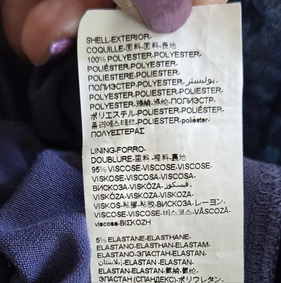 Desigual royal blue print dress rouched cap sleeve sz 44 - Picture 9 of 10